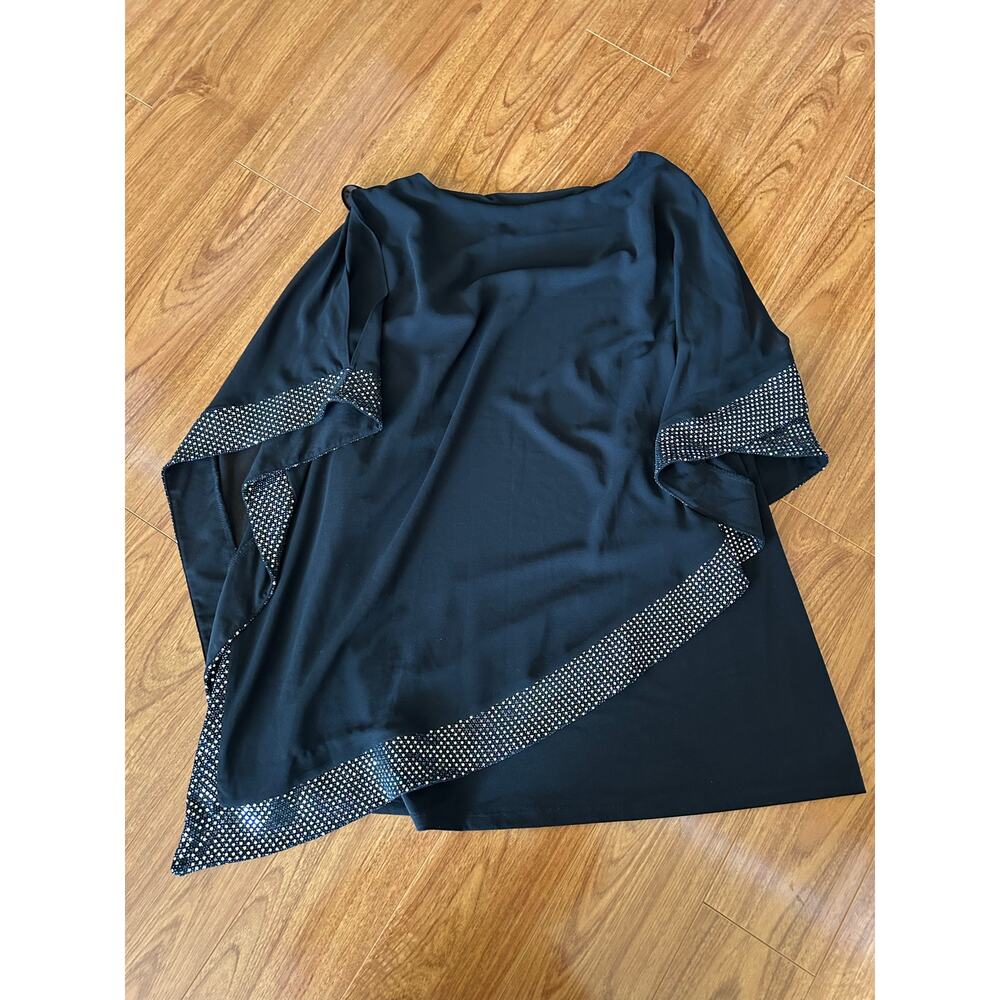 NAVABI KOLLEKTION Top Women 14 Black Sparkle TUNIC Top Party
